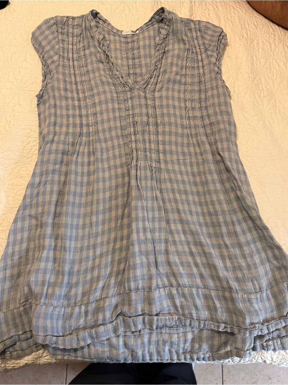 Free People x CP Shades Light Blue Gingham Top Large